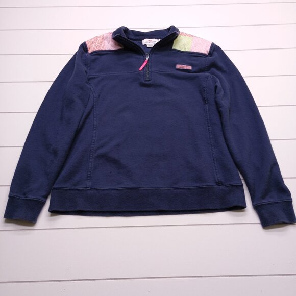 Vineyard Vines Navy Fleece Quarter-Zip Preppy Coastal Pullover Women’s S Classic - Picture 2 of 9